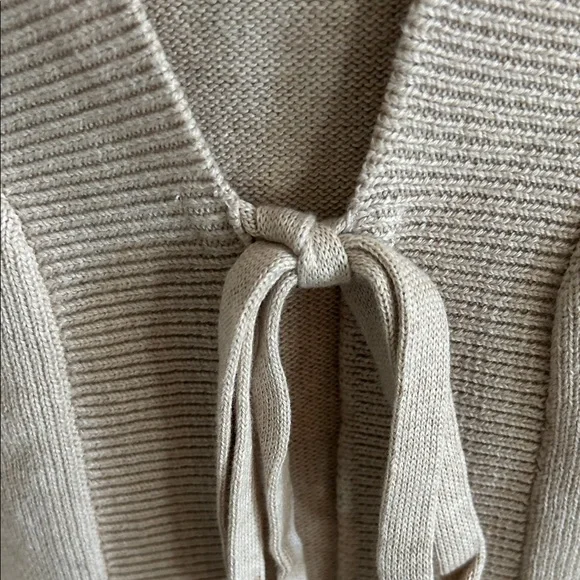 Beige Knit CardiganSet with Tie Front and Knit Pants - Picture 4 of 8